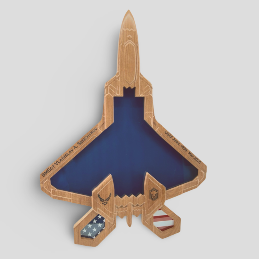 F-22 Top View Shadow Box – Sailor Made Custom Woodworks