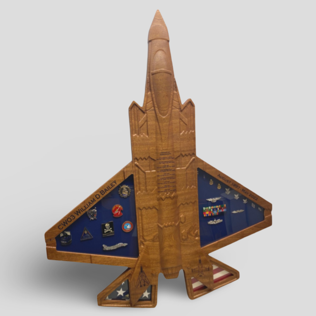 F-35 Top view Shadow Box – Sailor Made Custom Woodworks