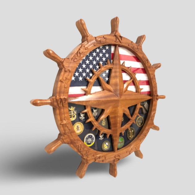 Compass Shadow Box Compass Rose and Helm Shadow Box – Sailor Made Custom Woodworks