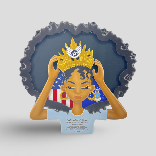 Female Service Member with Crown Shadow Box – Sailor Made Custom Woodworks