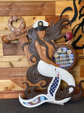 Heart Anchor Mermaid With Helm and Cover Shadow Box